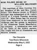 Willard Belonger and Caroline Polzar - Marriage Announcement