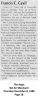Francis Charles Cavil - Obituary