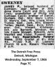 James P Sweeney - Death Notice James P Sweeney - Death Notice