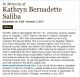 Kathryn Bernadette Saliba - Obituary #2
