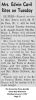Mrs Edwin (Mareena Vieau) Cavil - Obituary